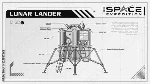 Lunar Lander Bridging Humanity to the Moon a Fascinating Spacecraft -A Space Expedition Series Infographics Vector Illustration design
