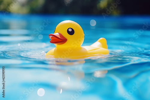 yellow duck in swimming pool, generative ai