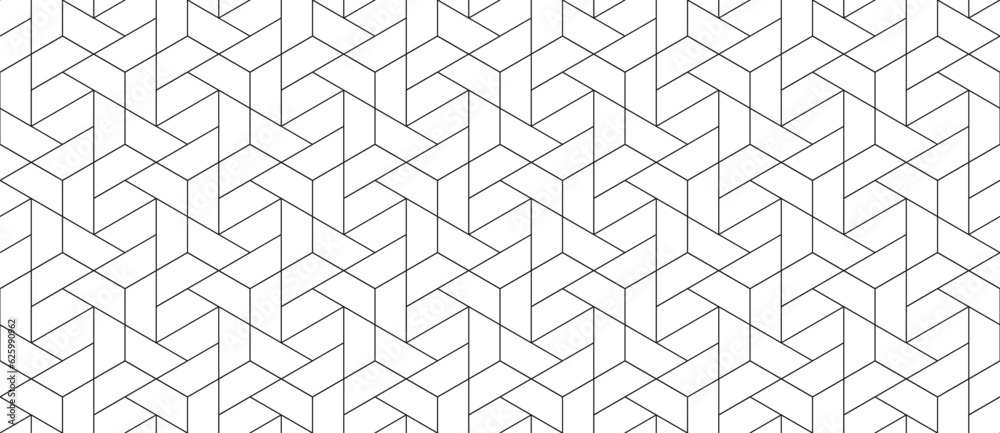 Vector seamless cubic hexagon pattern. Abstract geometric low poly background. Stylish grid texture. - obrazy, fototapety, plakaty 