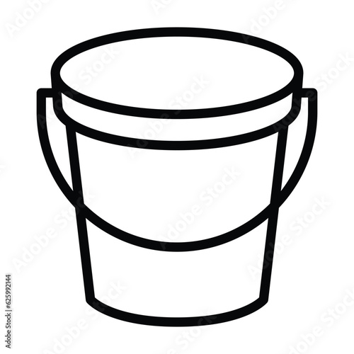 Bucket or pail container with handle line art vector icon for apps and websites