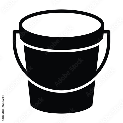 Bucket or pail container with handle flat vector icon for apps and websites