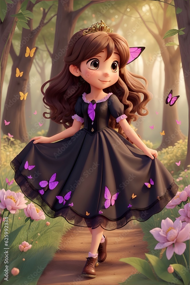 Anime girl with butterflies in a floral background Generative AI. Anime girl with butterflies in a floral background Generative AI.