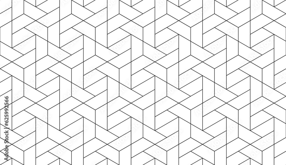 Vector seamless cubic hexagon pattern. Abstract geometric low poly background. Stylish grid texture.