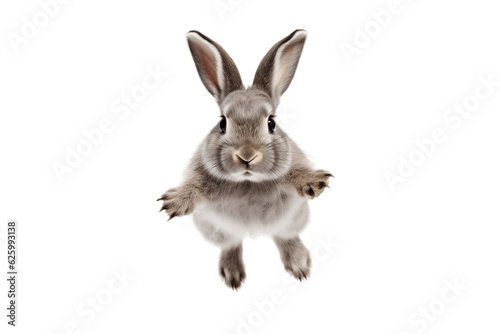 Energetic Grey Rabbit Jumping Up Towards the Camera © Jason