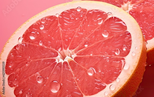 Close-up of a half cut grapefruit on simple background