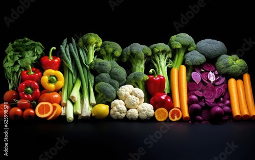 Assortment of fresh vegetables on a black background