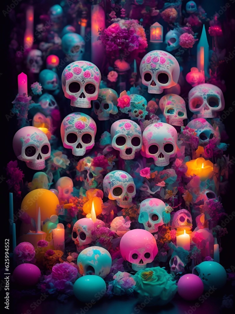 Day of the Dead Fantasy Illustration Background for Artwork Cinematic  generative ai art