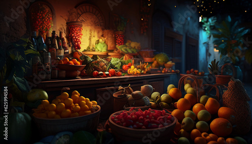 Fresh, Colorful Greengrocer Stall 