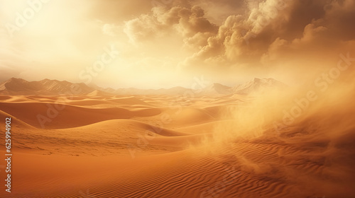 Sandstorm in a desert region photorealisticrealistic background  © fotogurmespb