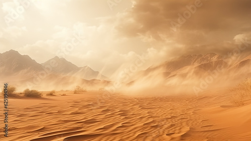 Canvastavla Sandstorm in a desert region photorealisticrealistic background