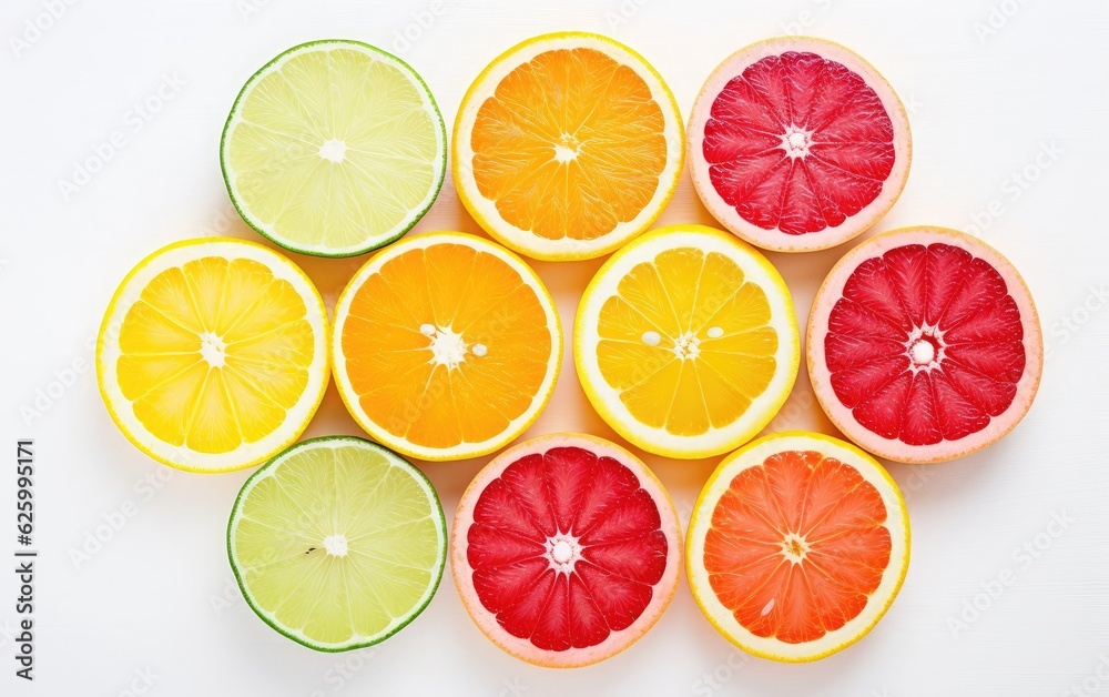Citrus fruits slices background