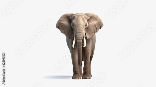 Elephant standing against a white background  Generative AI.