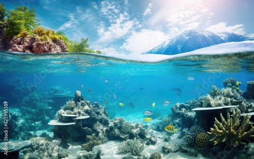 Coral reefs thrive in clear waters, advocating for reducing plastic pollution to protect marine ecosystems © AZ Studio