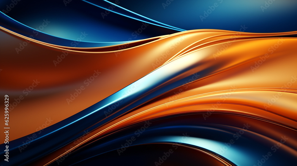 Fototapeta premium abstract background with golden wave on blue for your design. Generative Ai. 