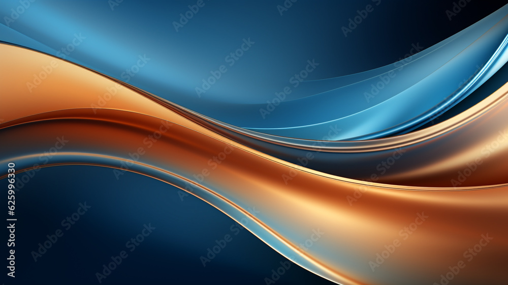 Obraz premium luxury abstract background with golden wave on blue, smartphone wallpaper. Generative Ai. 