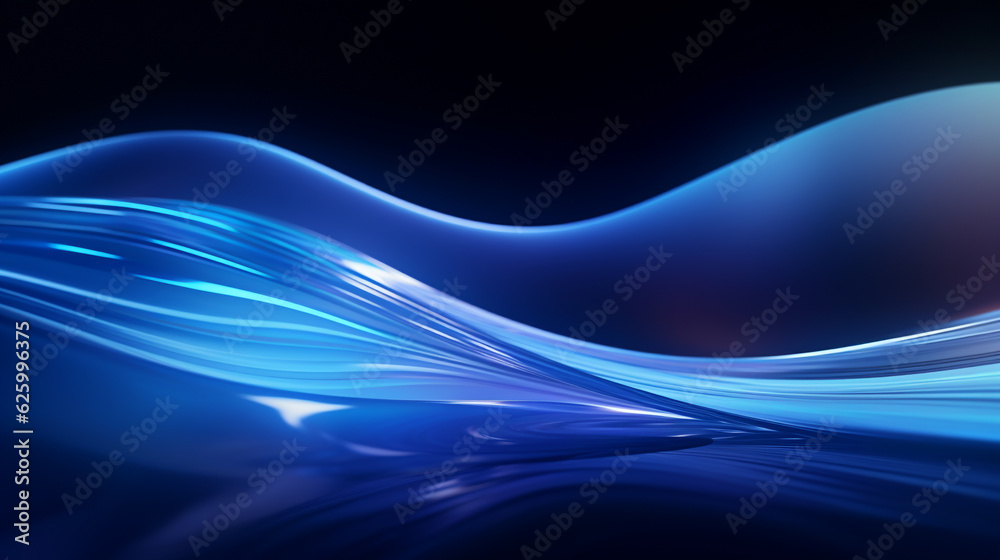 Fototapeta premium abstract blue background, wave. Generative Ai. 
