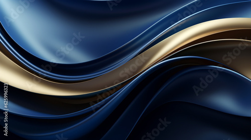 luxury abstract background with golden wave on blue  smartphone wallpaper. Generative Ai. 
