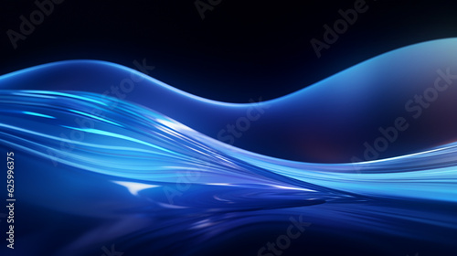 abstract blue background, wave. Generative Ai. 