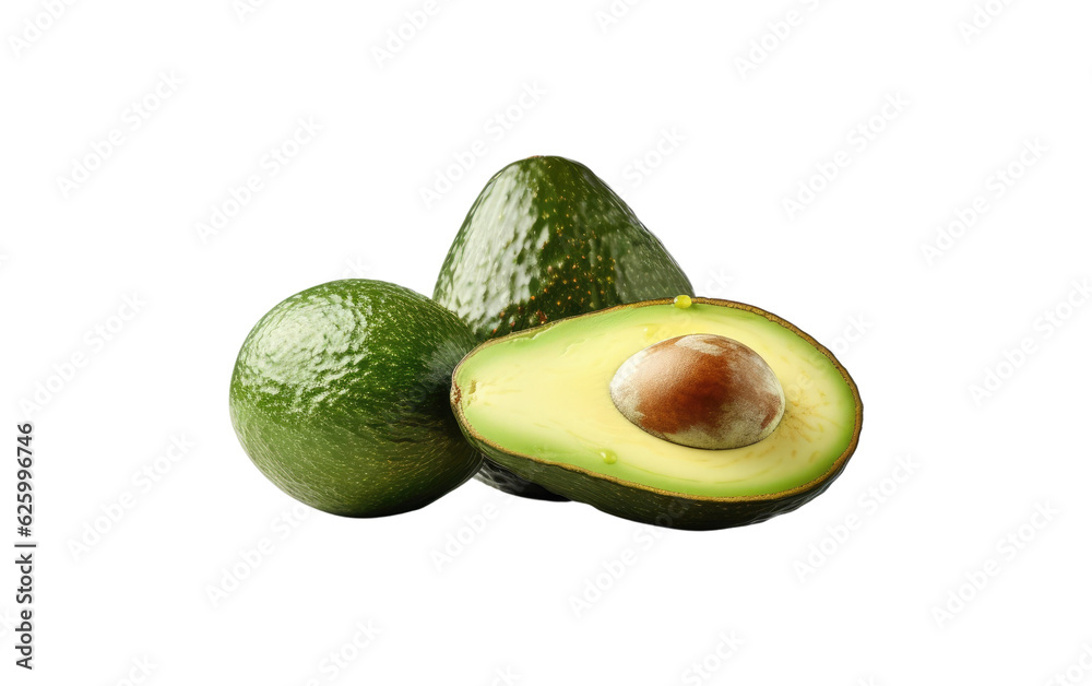 Avocados isolated on a transparent background