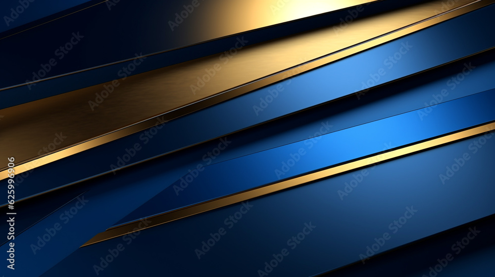 stylish abstract background with blue and gold lines, smartphone wallpaper. Generative Ai. 