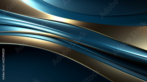 abstract background with golden stripes on blue, illuminated by a light source, smartphone wallpaper. Generative Ai. 