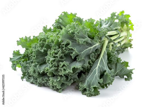 Kale leaves isolated on white background.