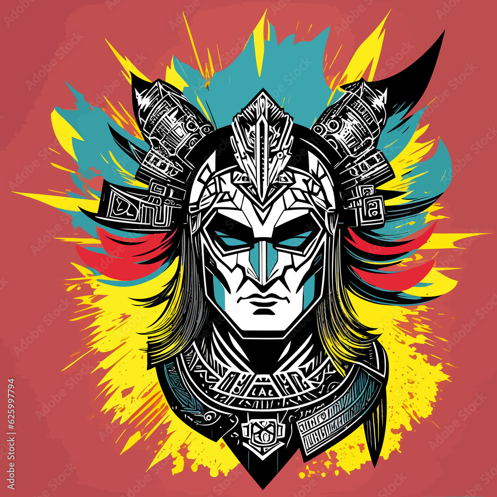 pop art cool modern tradicional warrior god illustration