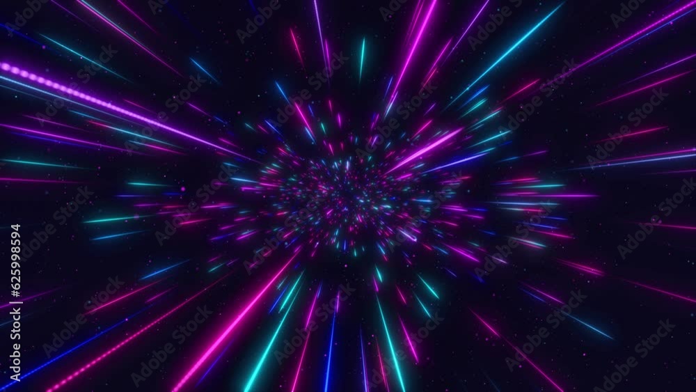 4K Background of Futuristic stream of neon rays. Particle trails. Communication technology. Information transfer cyberspace. Rays of light motion. hi-tec science Fiction Hyperspace Time Travel. 4K Background of Futuristic stream of neon rays. Particle trails. Communication technology. Information transfer cyberspace. Rays of light motion. hi-tec science Fiction Hyperspace Time Travel.