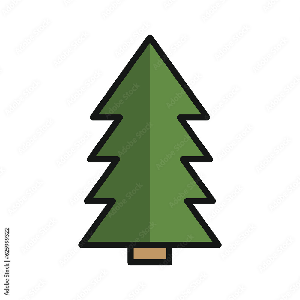 Fototapeta premium Christmas Tree Icon Flat Design Vector Illustration