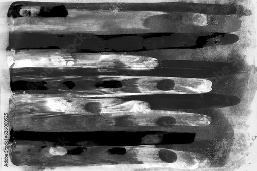 Abstract art background with texture of paint on rough textured wallpaper surface in black and white.