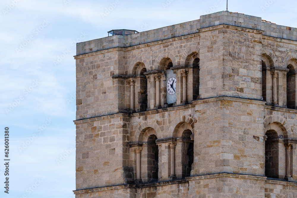 View of the bell tower of the romanesque Cathedral of Zamora, Spain