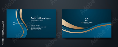 Modern and simple business card design with gold and dark color