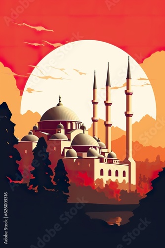 Turkey - Ankara retro poster (ai) photo