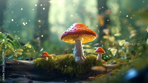 Mushroom nestled a forest