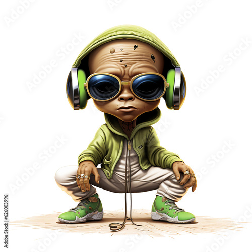 hiphop alien on white background