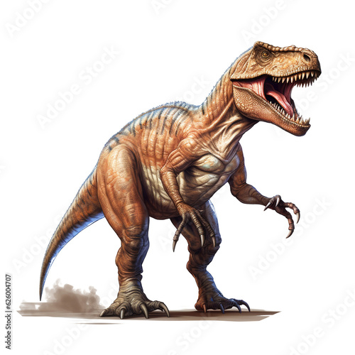 Ferocious Tyrannosaurus on white background