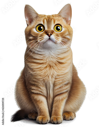 Fotografie, Obraz Adorable fat tabby with round eyes on white background