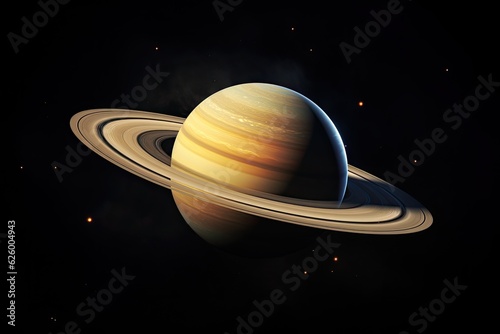 Fotografie Saturn with rings in space illustration created with Generative AI technology