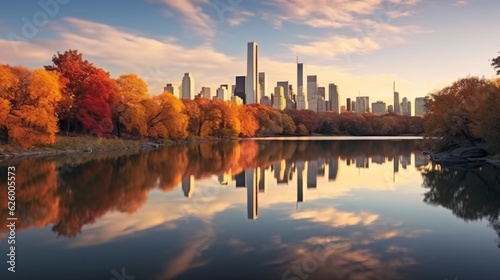 Panoramic view of Central Park in autumn