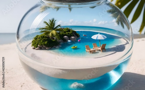 Safe vacation on a tropical island, generative ai © POLEX