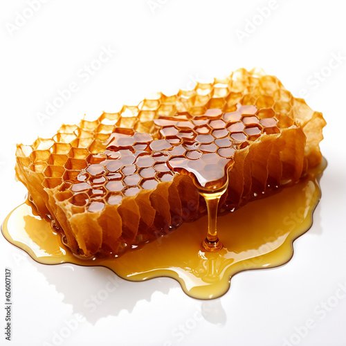 Obraz na plátně Honeycomb and fresh honey isolated on white background