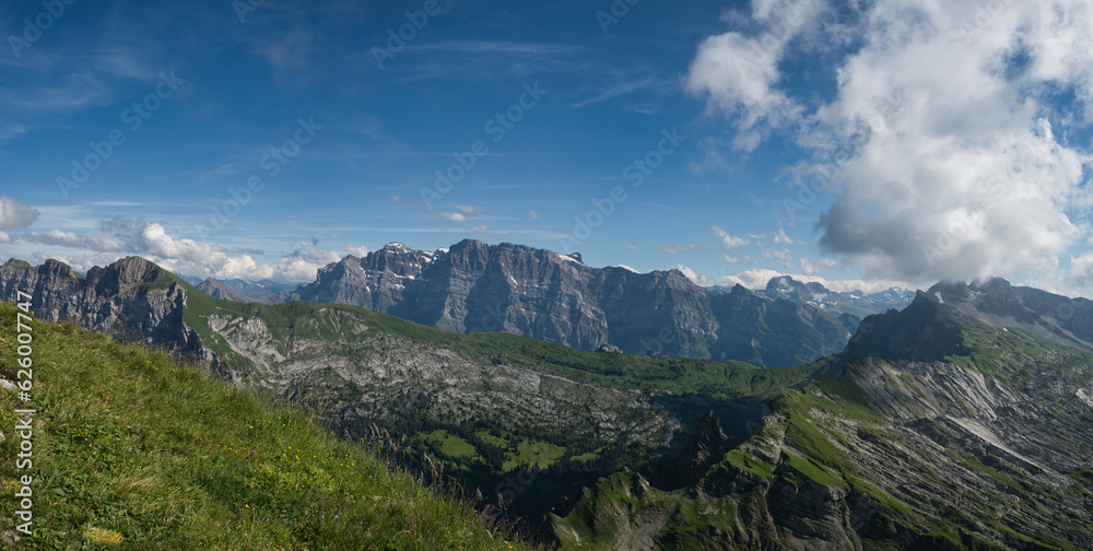 big panorama mountains in switzerland in summer