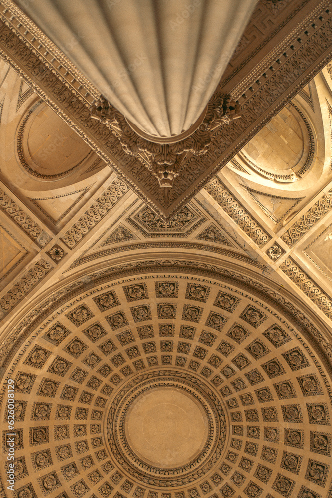 Inside domes and columns of Paris Pantheon