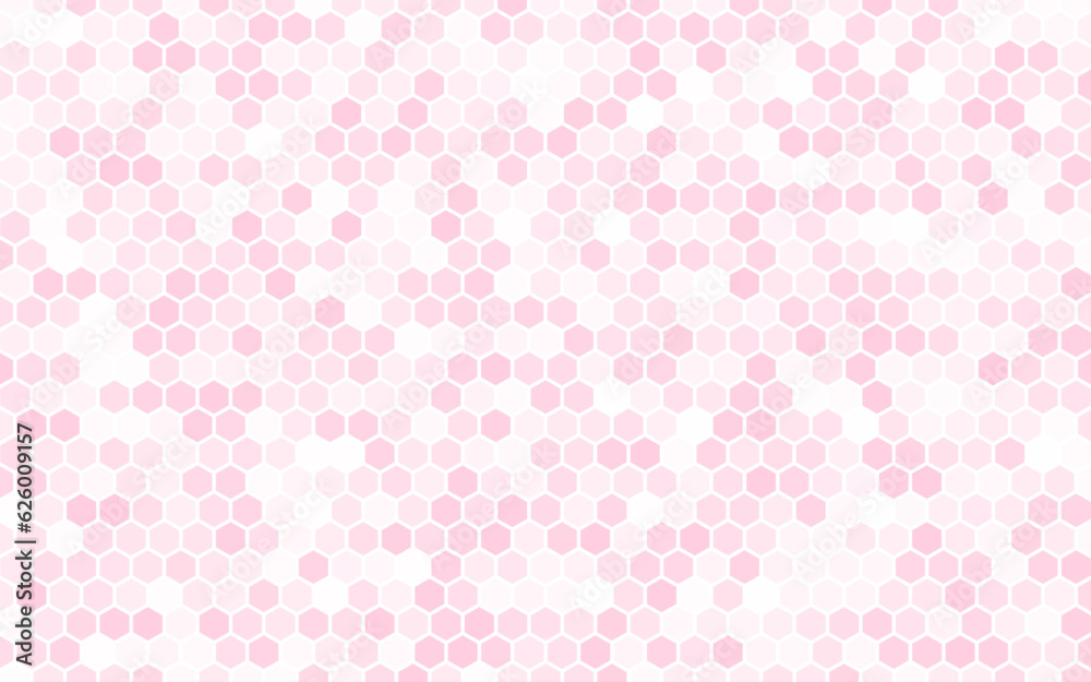 Pink seamless hexagonal pattern. Abstract vector background. Festive wallpaper. Beautiful colorful snowfall.