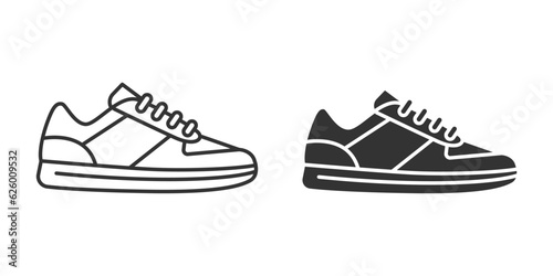 Flta Vector Silhouette Shoes or Sneakers Icon Set Isolated. Footwear Icons