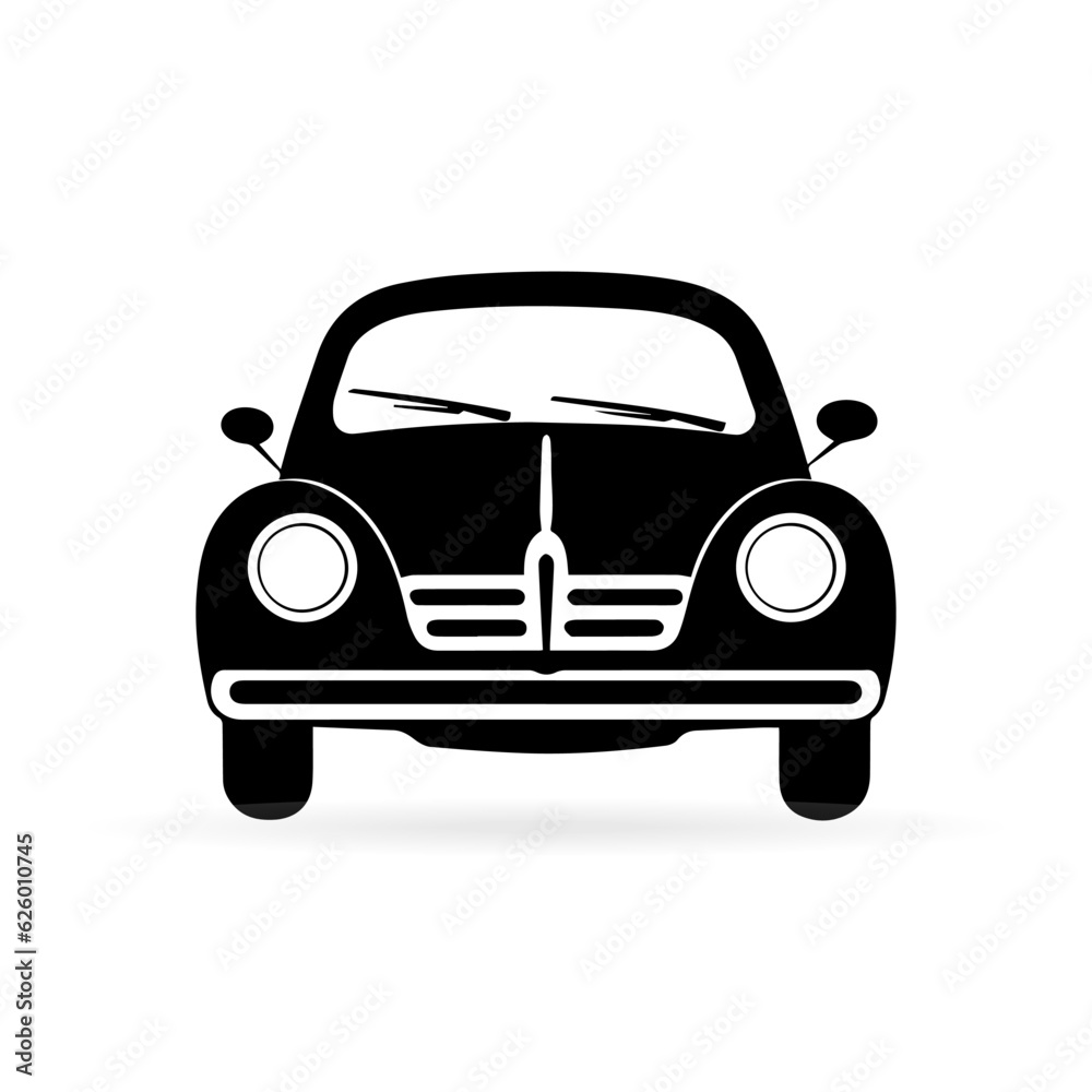 Black car icon. Car vector icon on isolated white background. Vehicle sign. Vector illustration. EPS10