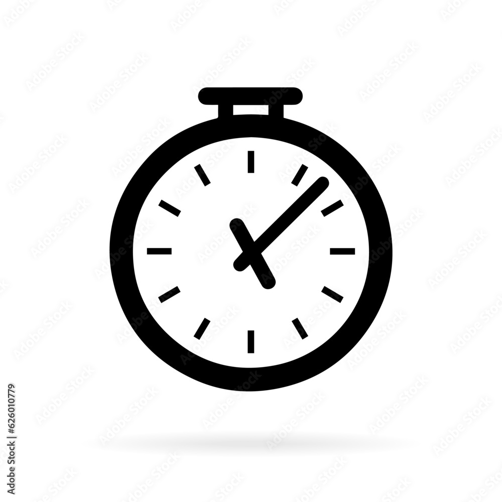 Time and clock icon. Clock icon in trendy flat and line style isolated on background. Icons for date, time, era, duration, period, span, hour, minute, watch, timer, time keeper.