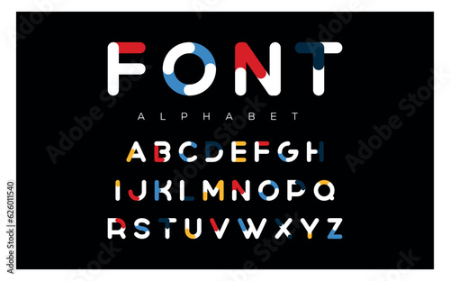 Modern abstract digital alphabet font. Minimal technology typography, Creative urban sport fashion futuristic font and with numbers. vector illustration