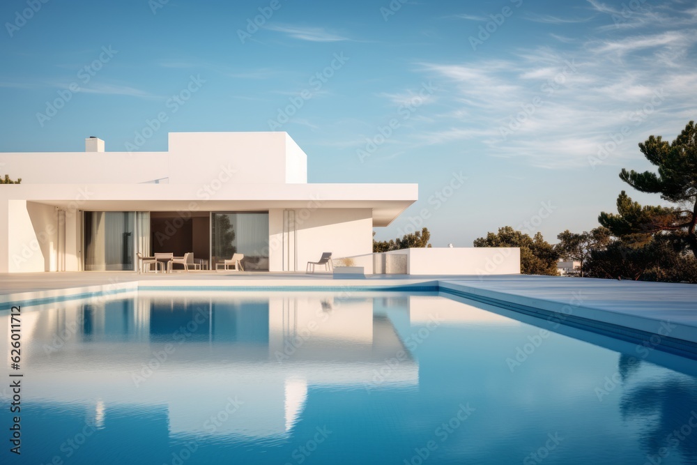 Fototapeta premium Modern and elegant villa with pool. AI generated
