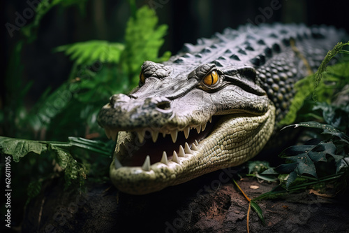 Crocodile with open mouth and with large teeth